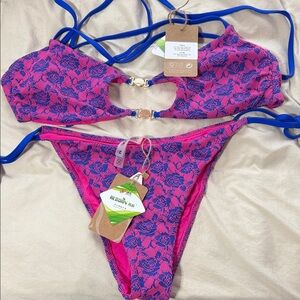 Vibrant Pink and Blue Floral Bikini Set